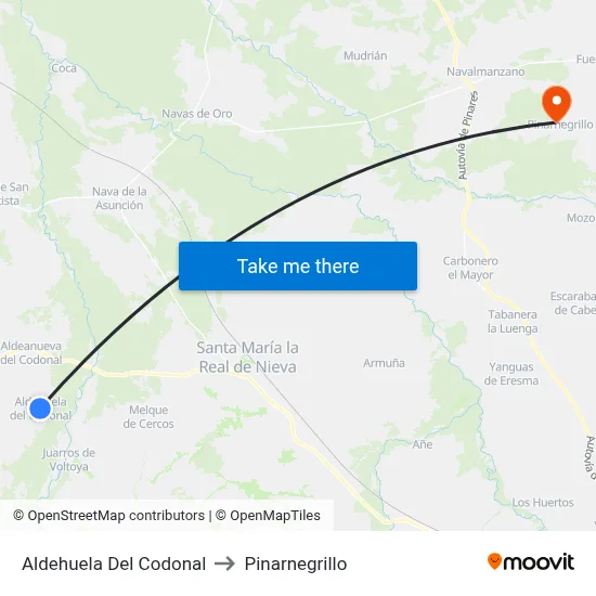 Aldehuela Del Codonal to Pinarnegrillo map