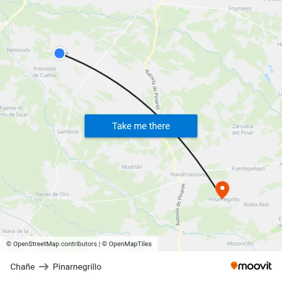 Chañe to Pinarnegrillo map