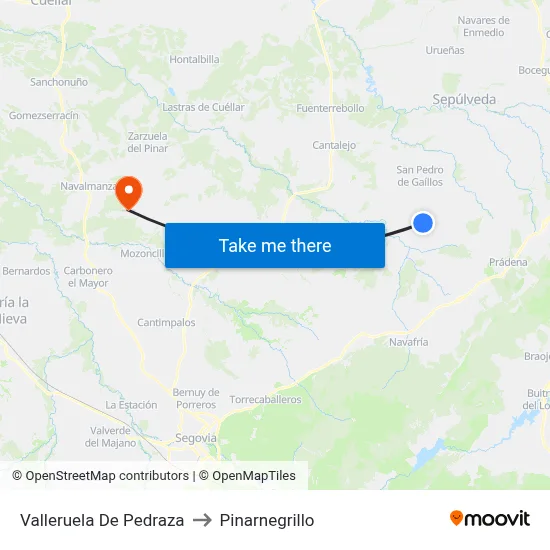 Valleruela De Pedraza to Pinarnegrillo map