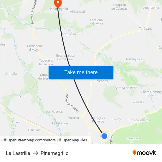 La Lastrilla to Pinarnegrillo map