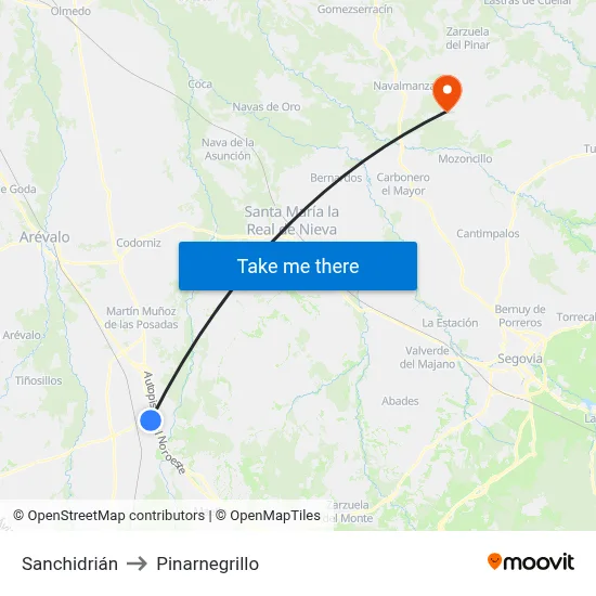 Sanchidrián to Pinarnegrillo map