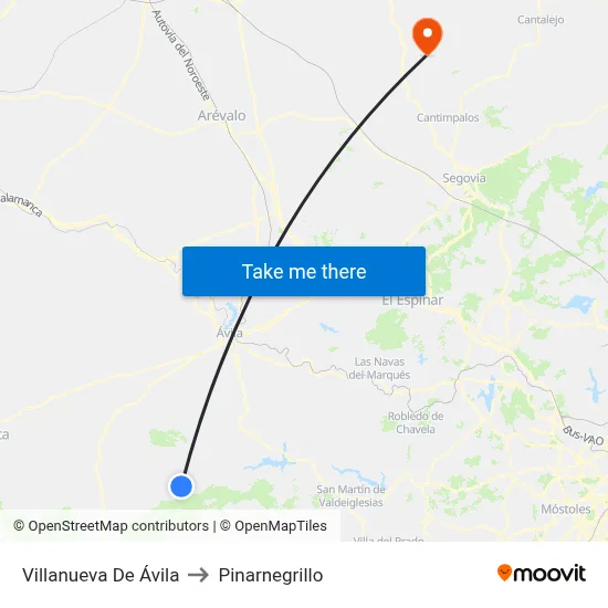 Villanueva De Ávila to Pinarnegrillo map