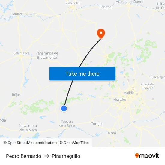 Pedro Bernardo to Pinarnegrillo map