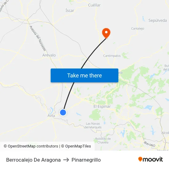 Berrocalejo De Aragona to Pinarnegrillo map