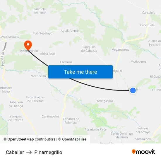 Caballar to Pinarnegrillo map