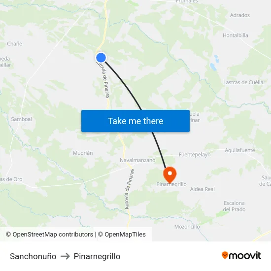 Sanchonuño to Pinarnegrillo map