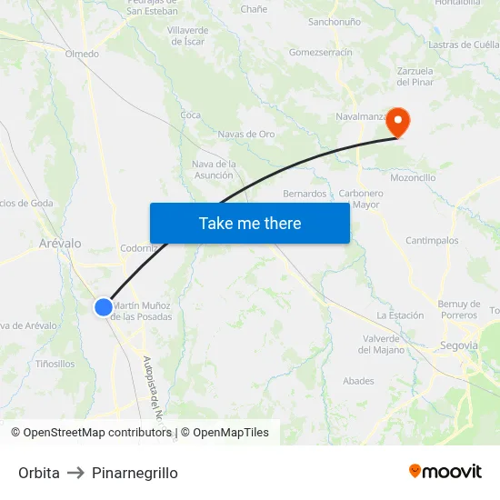 Orbita to Pinarnegrillo map