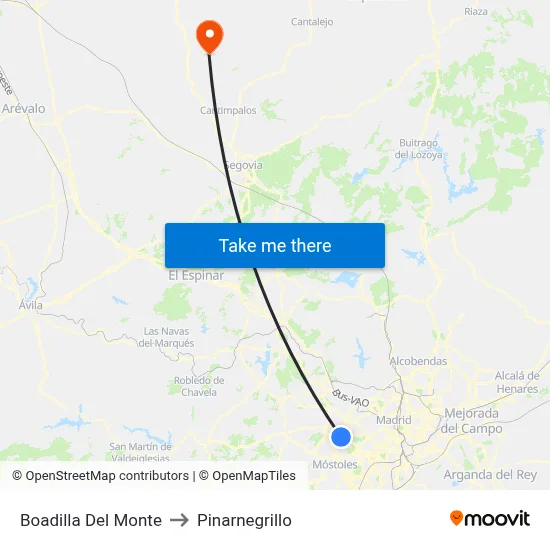 Boadilla Del Monte to Pinarnegrillo map