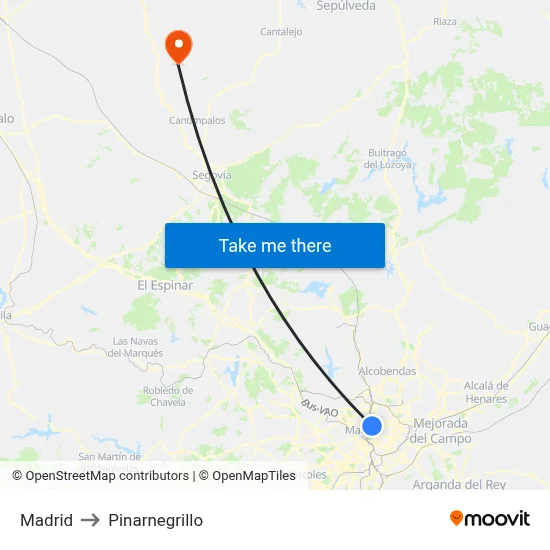 Madrid to Pinarnegrillo map