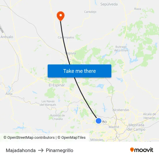 Majadahonda to Pinarnegrillo map