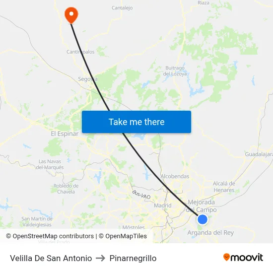 Velilla De San Antonio to Pinarnegrillo map
