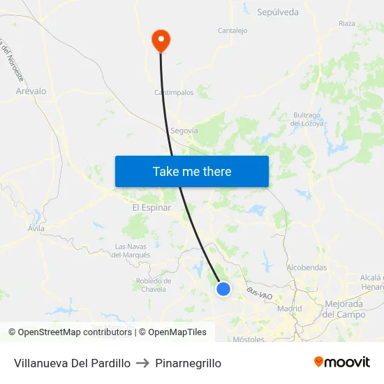 Villanueva Del Pardillo to Pinarnegrillo map