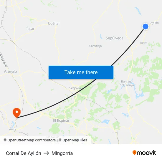 Corral De Ayllón to Mingorría map