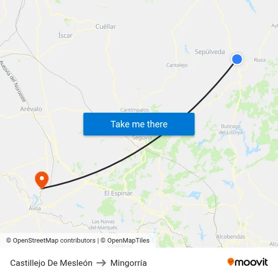 Castillejo De Mesleón to Mingorría map