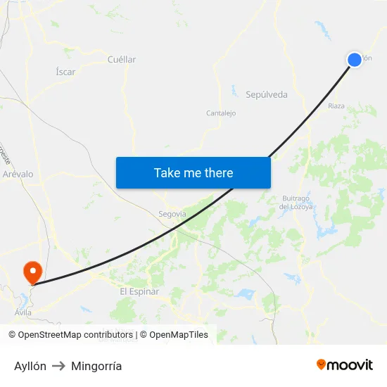 Ayllón to Mingorría map