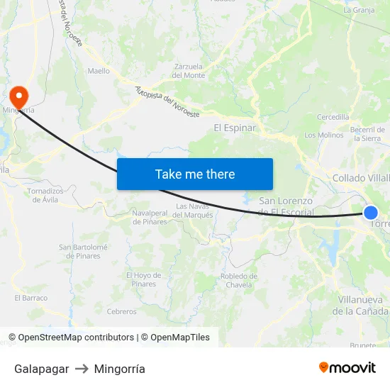 Galapagar to Mingorría map