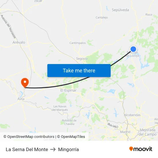 La Serna Del Monte to Mingorría map