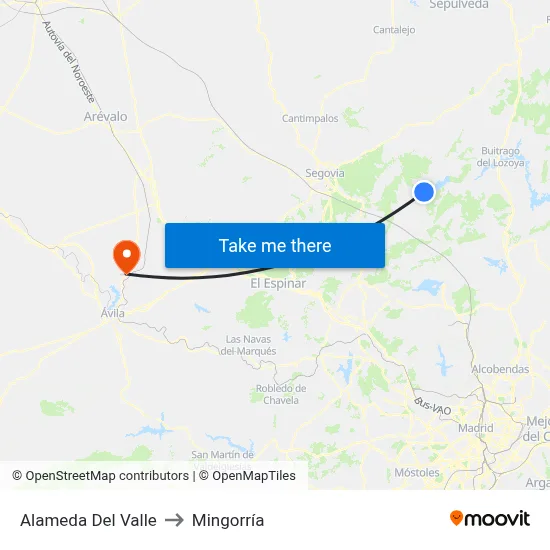 Alameda Del Valle to Mingorría map