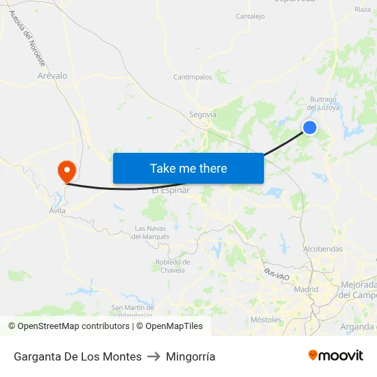 Garganta De Los Montes to Mingorría map