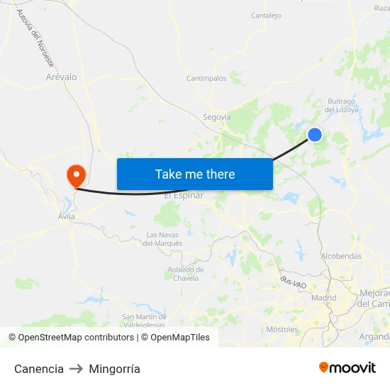 Canencia to Mingorría map