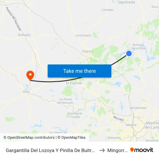 Gargantilla Del Lozoya Y Pinilla De Buitrago to Mingorría map