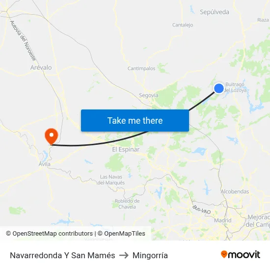 Navarredonda Y San Mamés to Mingorría map