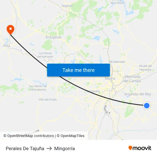 Perales De Tajuña to Mingorría map