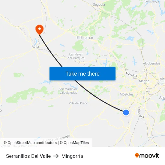 Serranillos Del Valle to Mingorría map