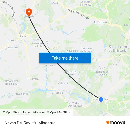 Navas Del Rey to Mingorría map
