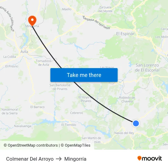 Colmenar Del Arroyo to Mingorría map