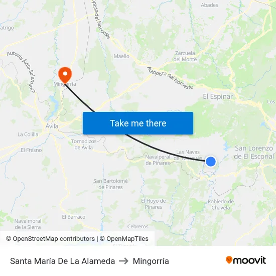 Santa María De La Alameda to Mingorría map