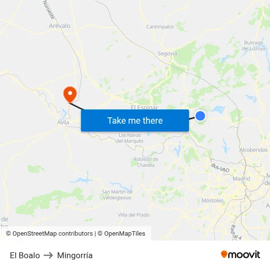 El Boalo to Mingorría map