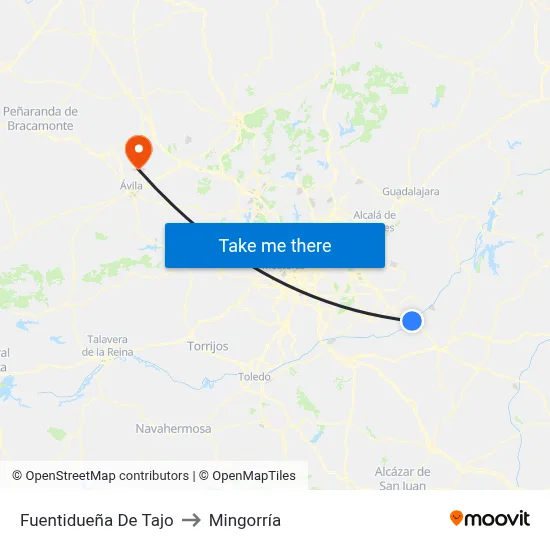 Fuentidueña De Tajo to Mingorría map