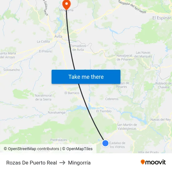 Rozas De Puerto Real to Mingorría map