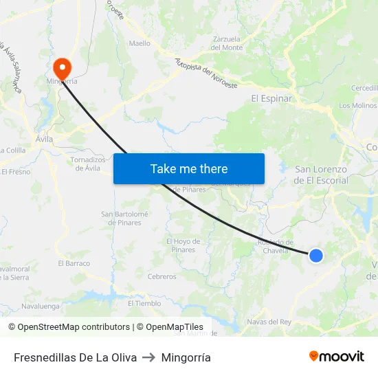 Fresnedillas De La Oliva to Mingorría map