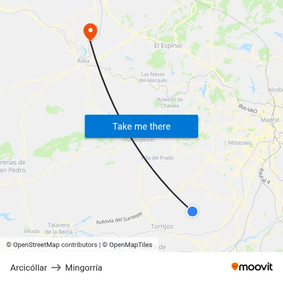 Arcicóllar to Mingorría map