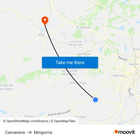 Camarena to Mingorría map