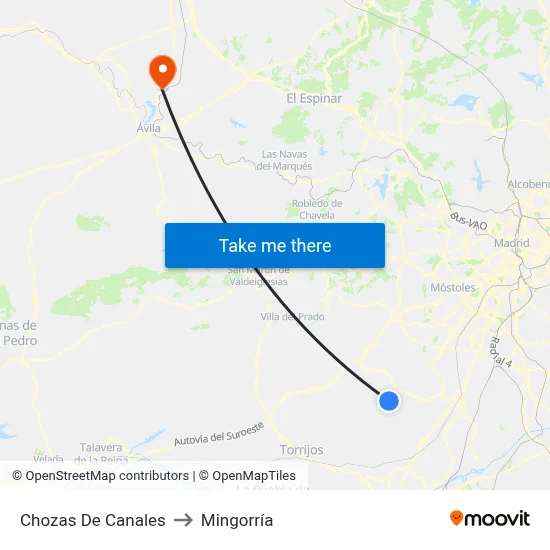 Chozas De Canales to Mingorría map