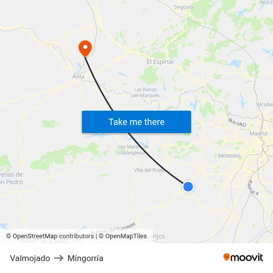 Valmojado to Mingorría map