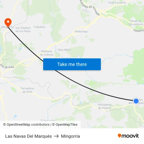 Las Navas Del Marqués to Mingorría map