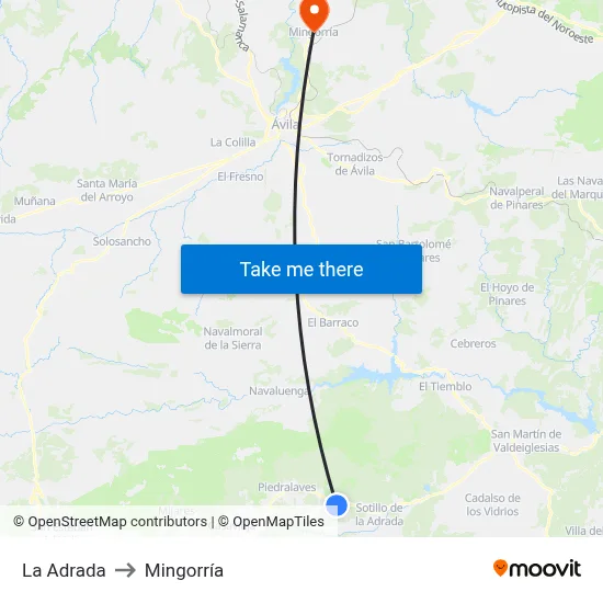 La Adrada to Mingorría map