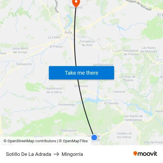 Sotillo De La Adrada to Mingorría map