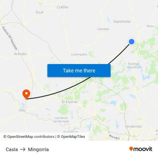 Casla to Mingorría map