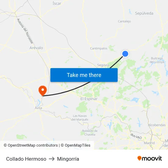 Collado Hermoso to Mingorría map