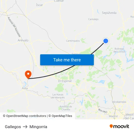 Gallegos to Mingorría map