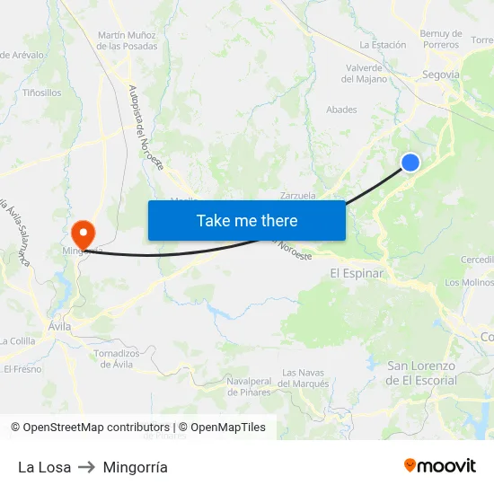 La Losa to Mingorría map