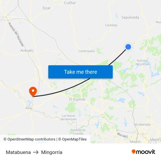 Matabuena to Mingorría map