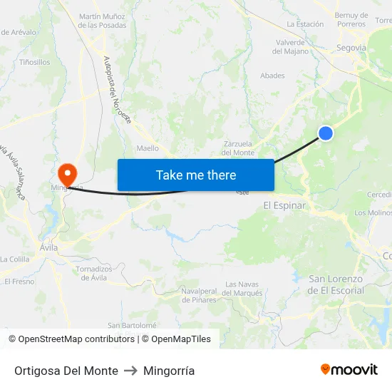 Ortigosa Del Monte to Mingorría map