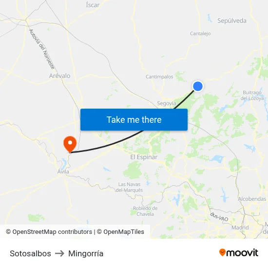 Sotosalbos to Mingorría map