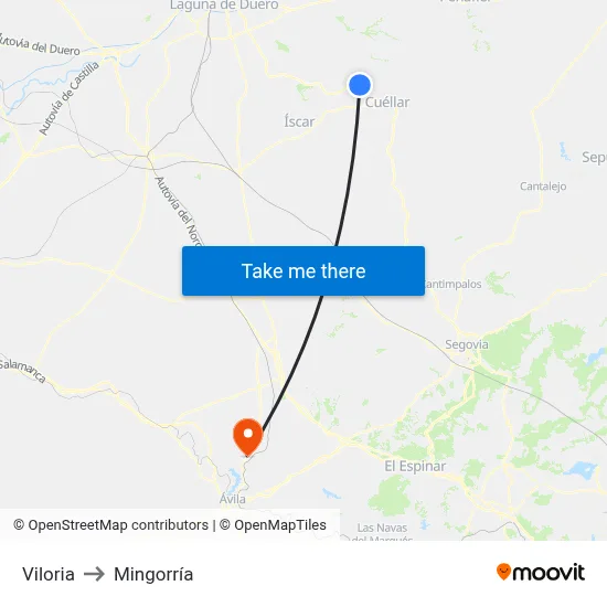 Viloria to Mingorría map